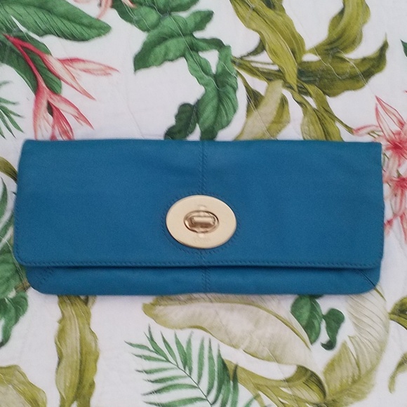 Coach Blue/Turquoise Folding Evening Purse - Picture 1 of 4